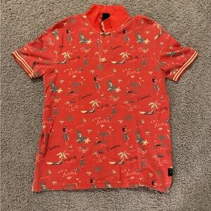 Scotch & Soda Vibrant Red Aloha Polo Shirt